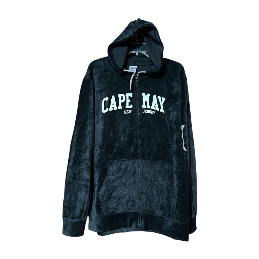 Cape May New Jersey Marissa Rose Black Full Zip Velvet Jacket Size XL New